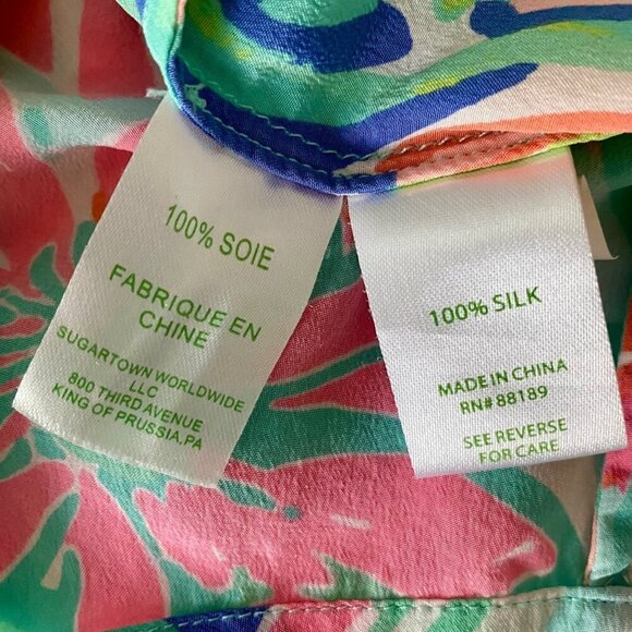 Lilly Pulitzer Colorful Long Sleeve Silk Women's XS - Picture 10 of 13